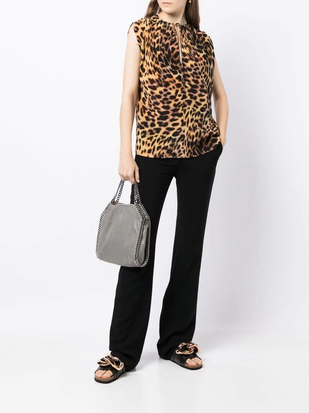 leopard-print silk blouse - 2