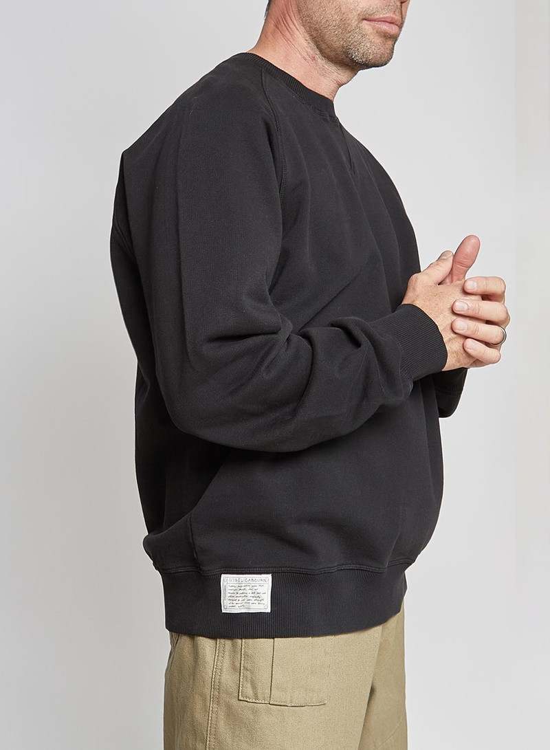 Nigel Cabourn Embroidered Arrow Crew Sweatshirt in Black outlook
