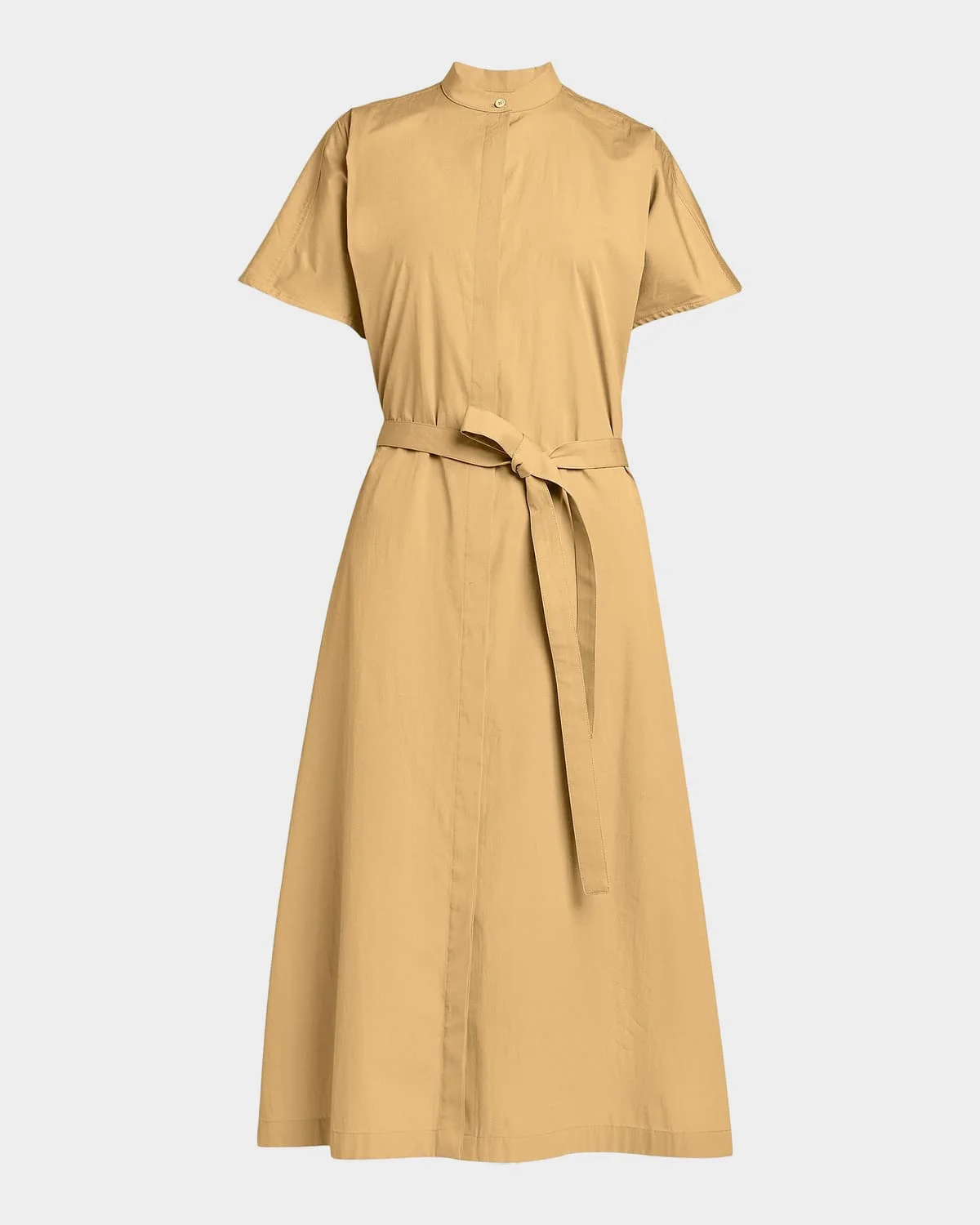Short-Sleeve Belted Midi Shirtdress - 1