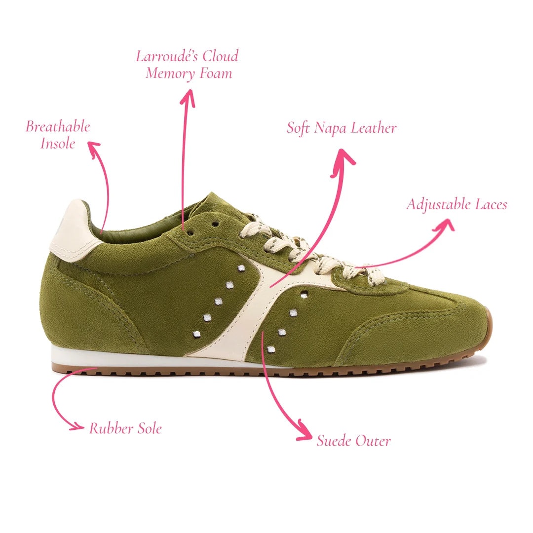 Larroude - Larroude Stella Sneaker In Seaweed Suede and Ivory Leather - 5