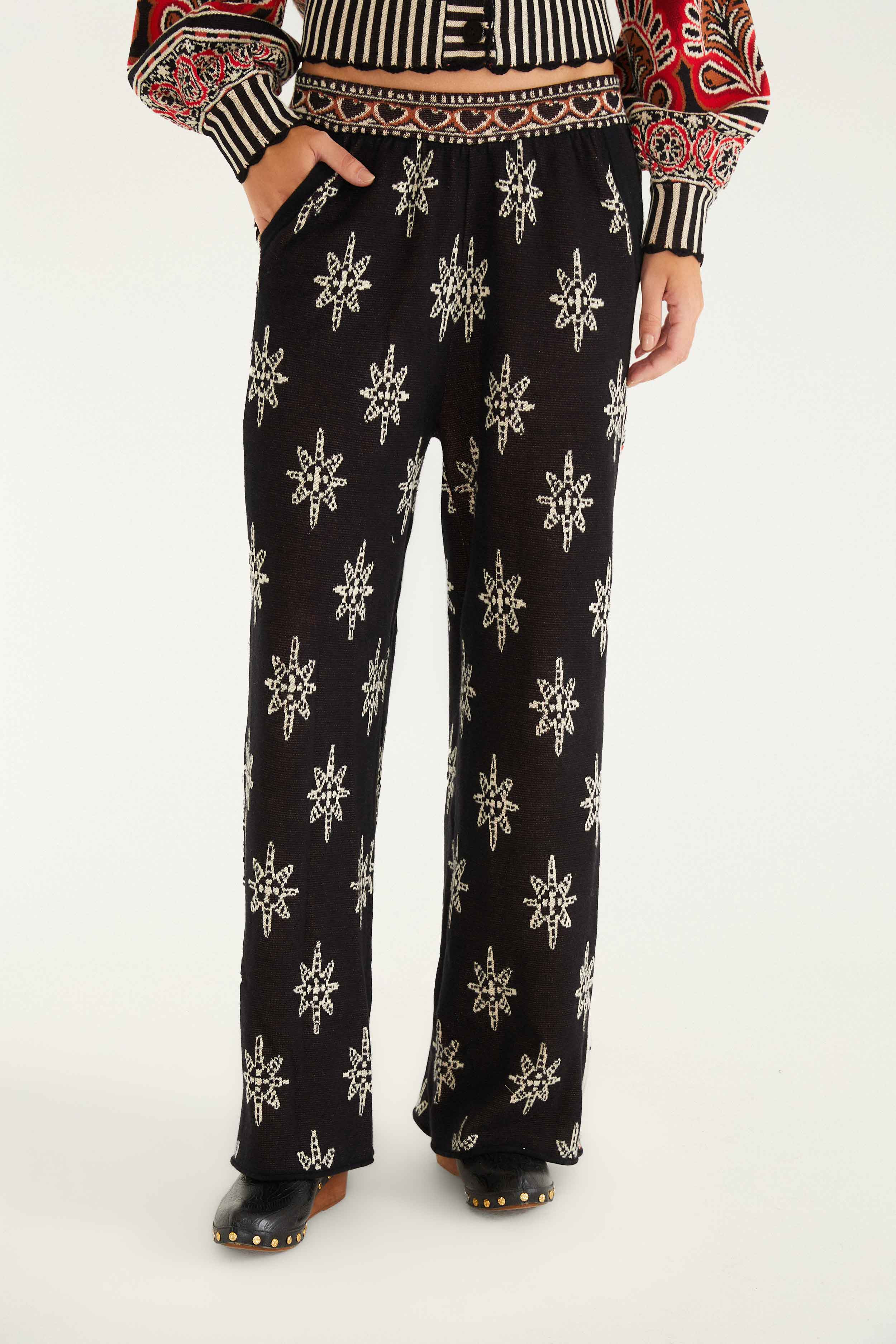 Black Ainika Love Coconut Groove Knit Pants - 2