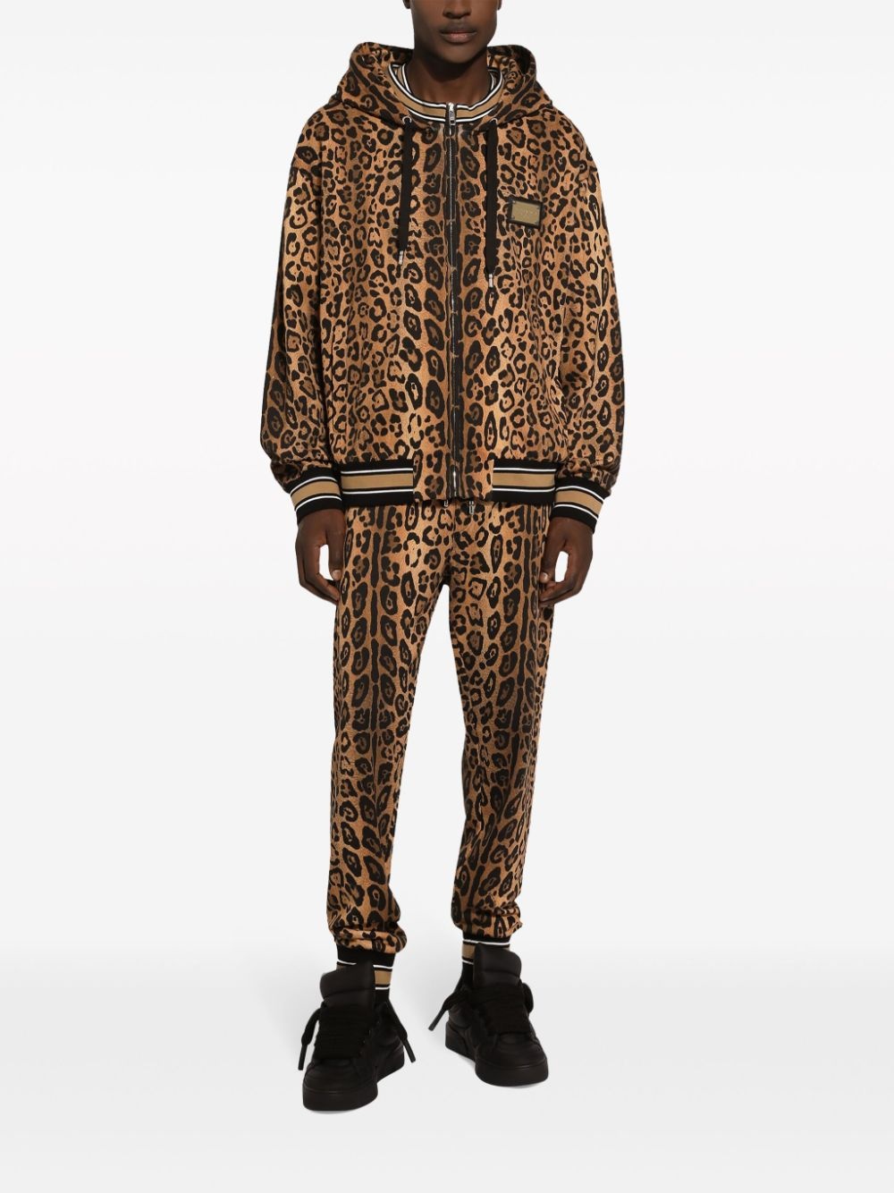 leopard-print cotton hoodie - 2
