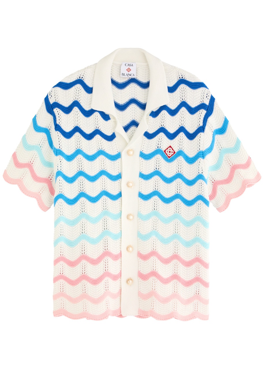 Casablanca Wave-intarsia Cotton Shirt - 1