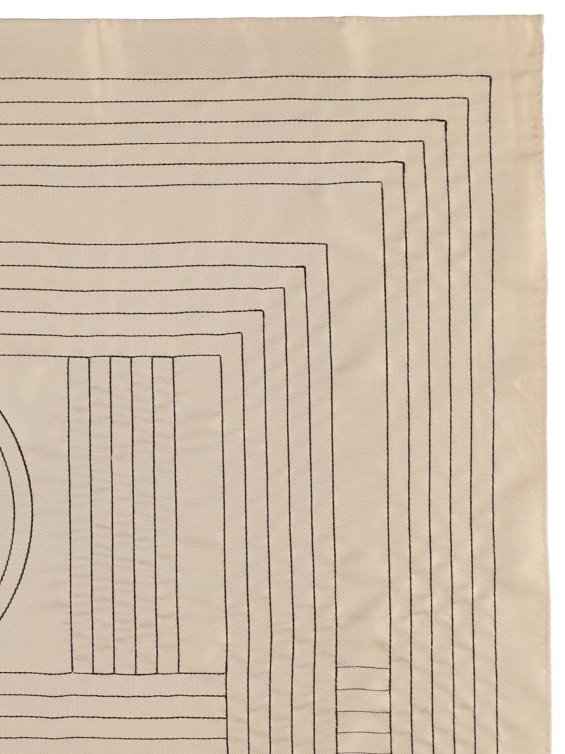 Embroidered monogram silk scarf - 2