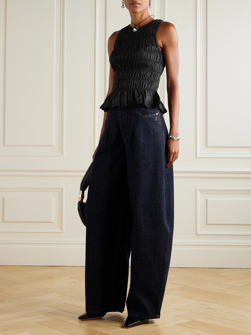 FAITHFULL Thea Shirred Broderie Anglaise-trimmed Cotton Top outlook