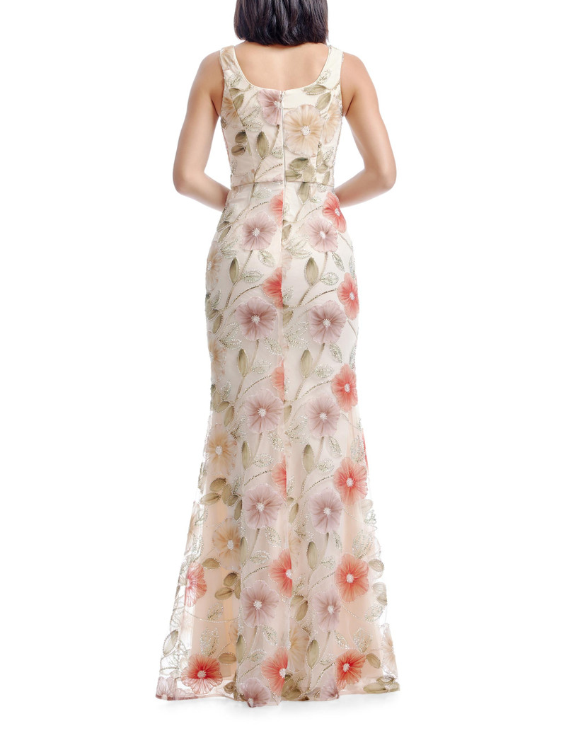 Women's Tyra Embellished Floral Sleeveless Mermaid Gown - Champagne Multi 4