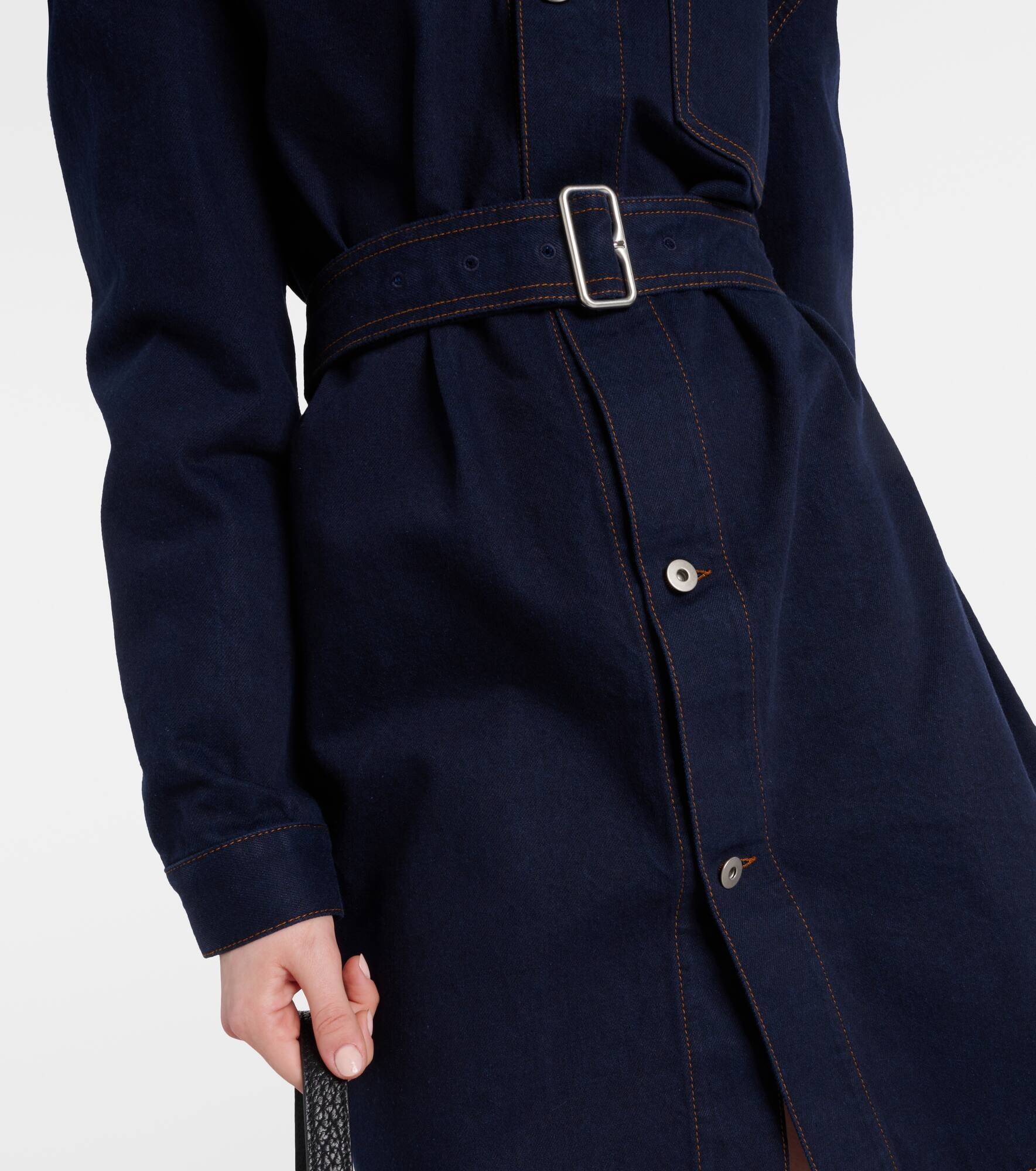 Belted denim shirt dress - 5