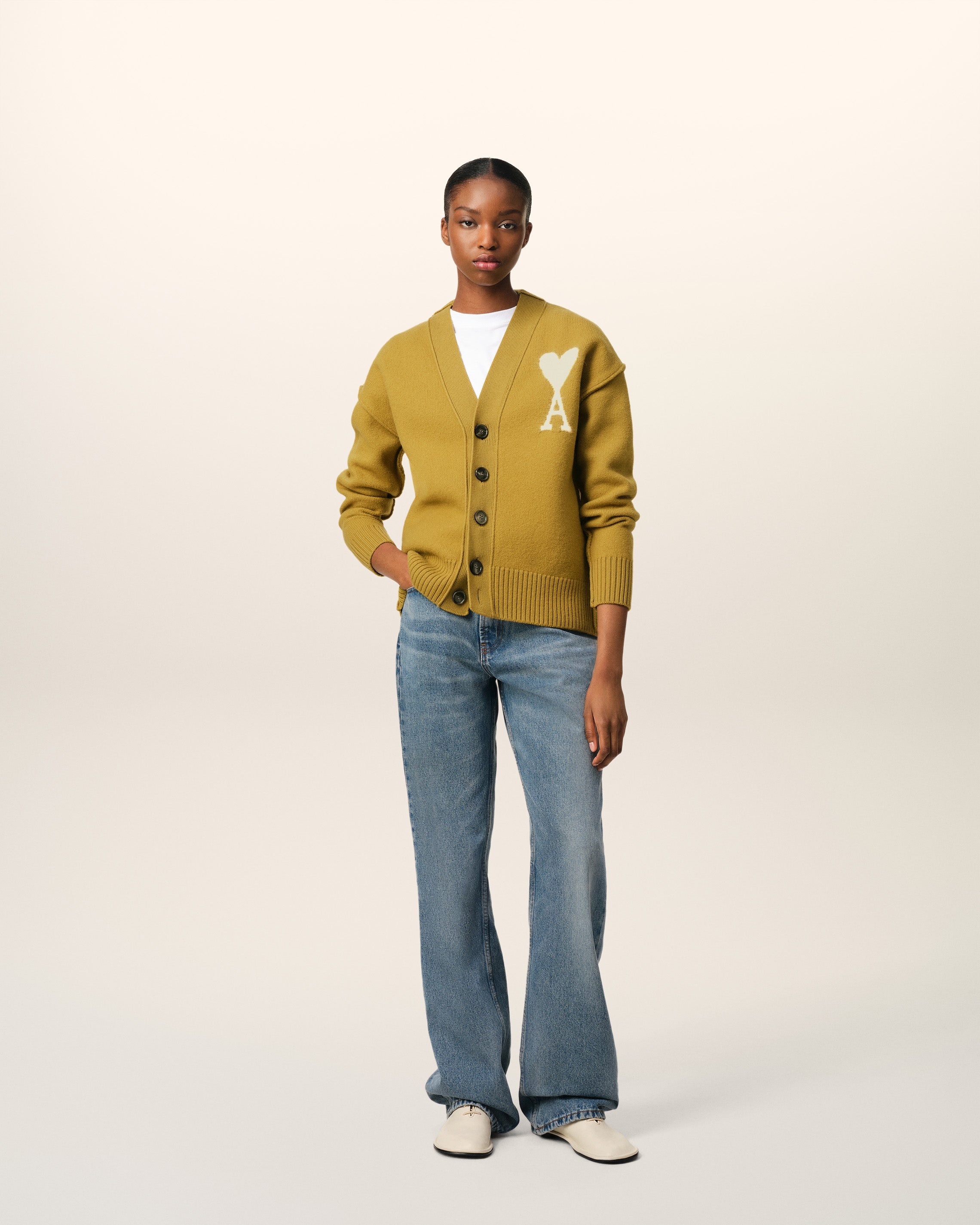 MUSTARD WOOL AMI DE COEUR CARDIGAN - 3