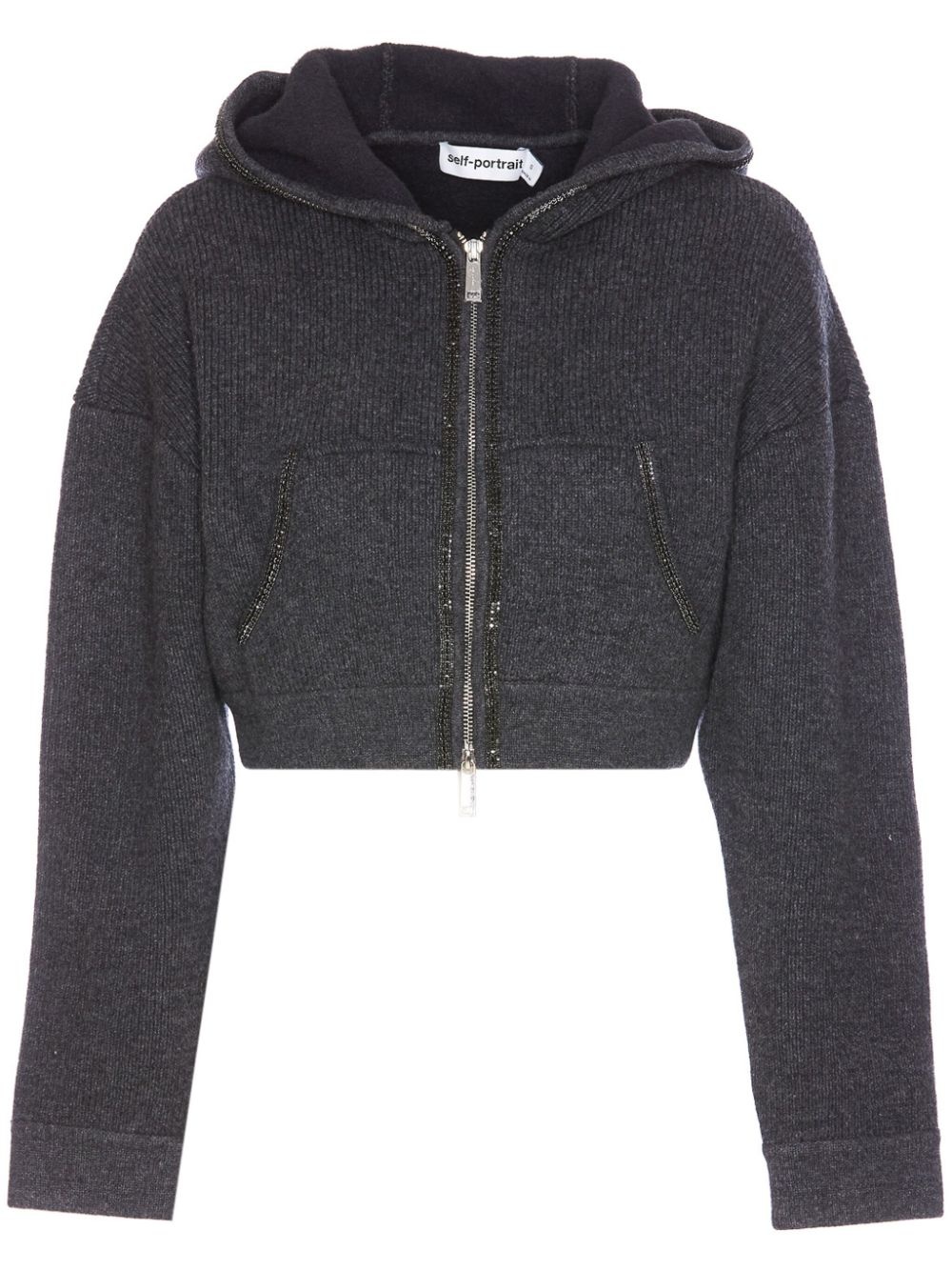 knitted cropped hoodie - 1