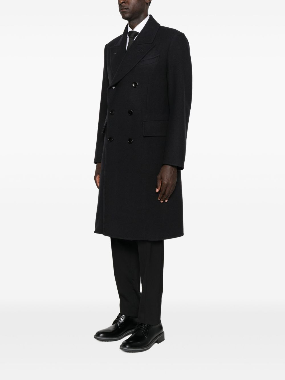 double-breasted peak-lapel coat - 3