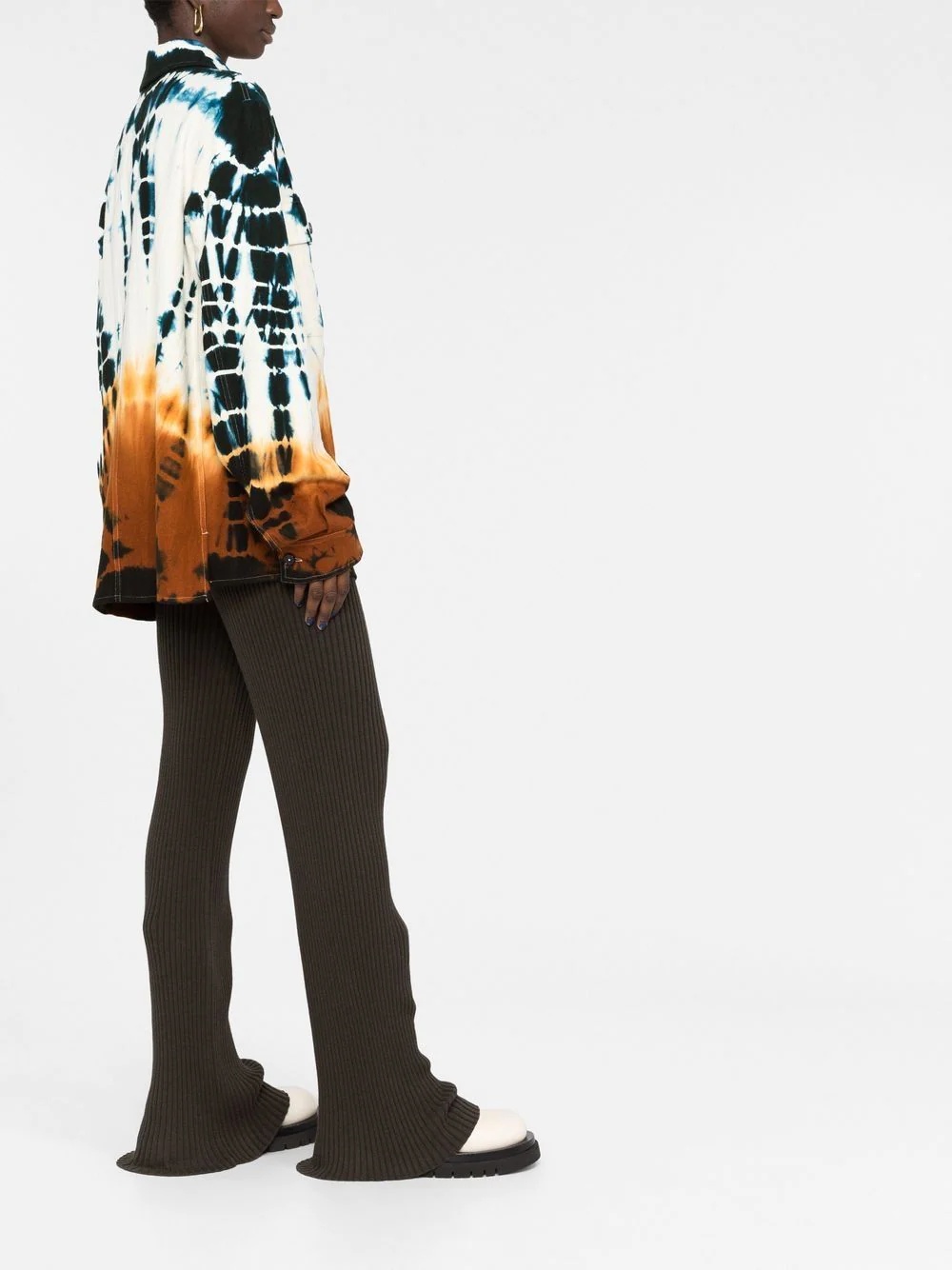 abstract print wool-blend shirt - 8