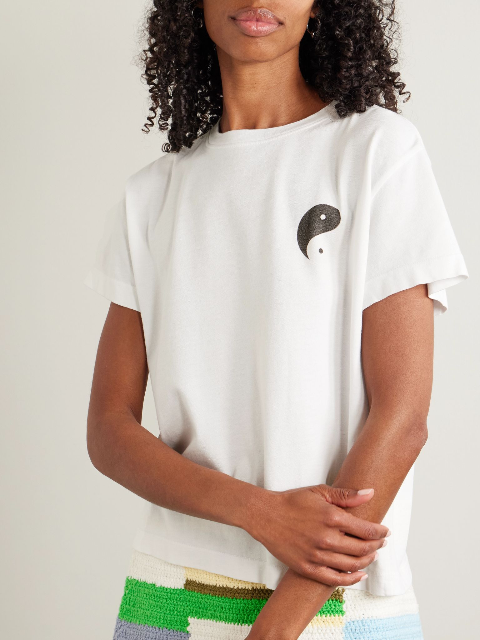 Printed cotton and cashmere-blend jersey T-shirt White - 3