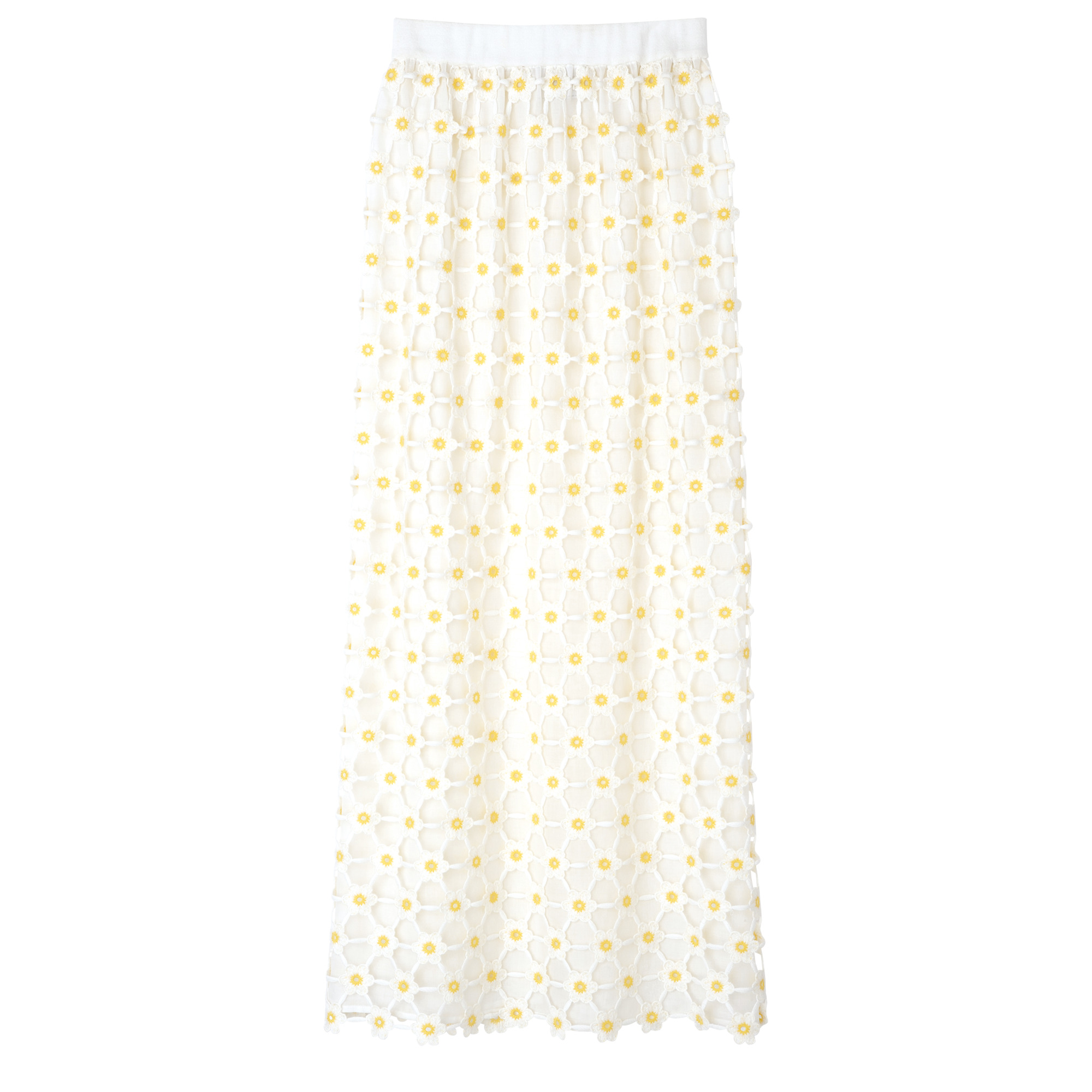 Long skirt White - Macramé - 1