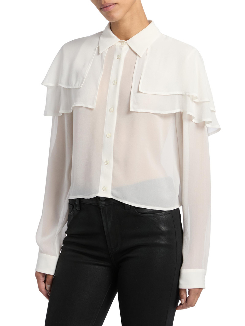 Women's Cape Silk Blouse - Cream 4