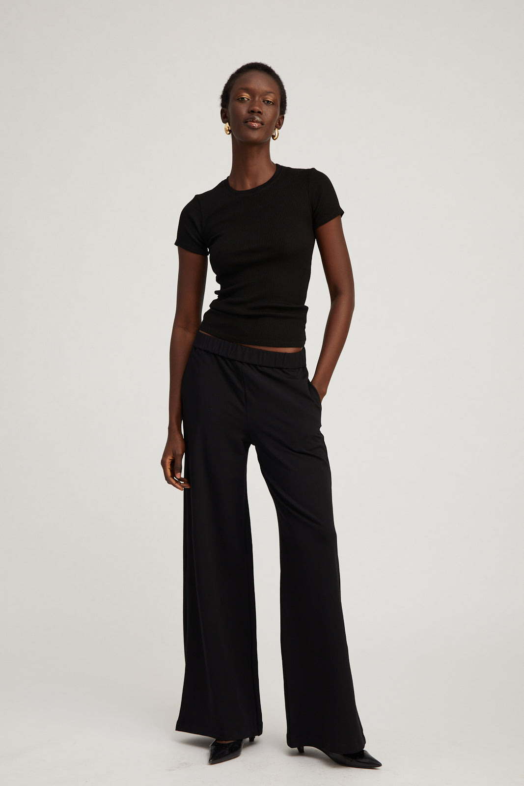 BLACK CITY WIDE LEG PANTS - 2