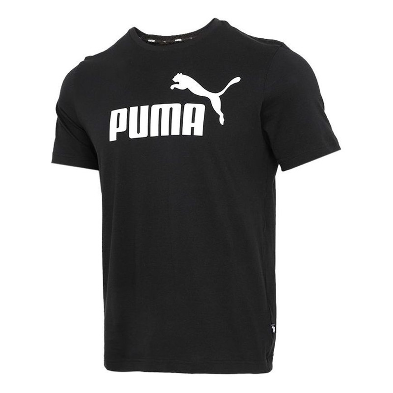 (WMNS) PUMA 로고 인쇄 둥근 목 티 검정 848318-01 - 1