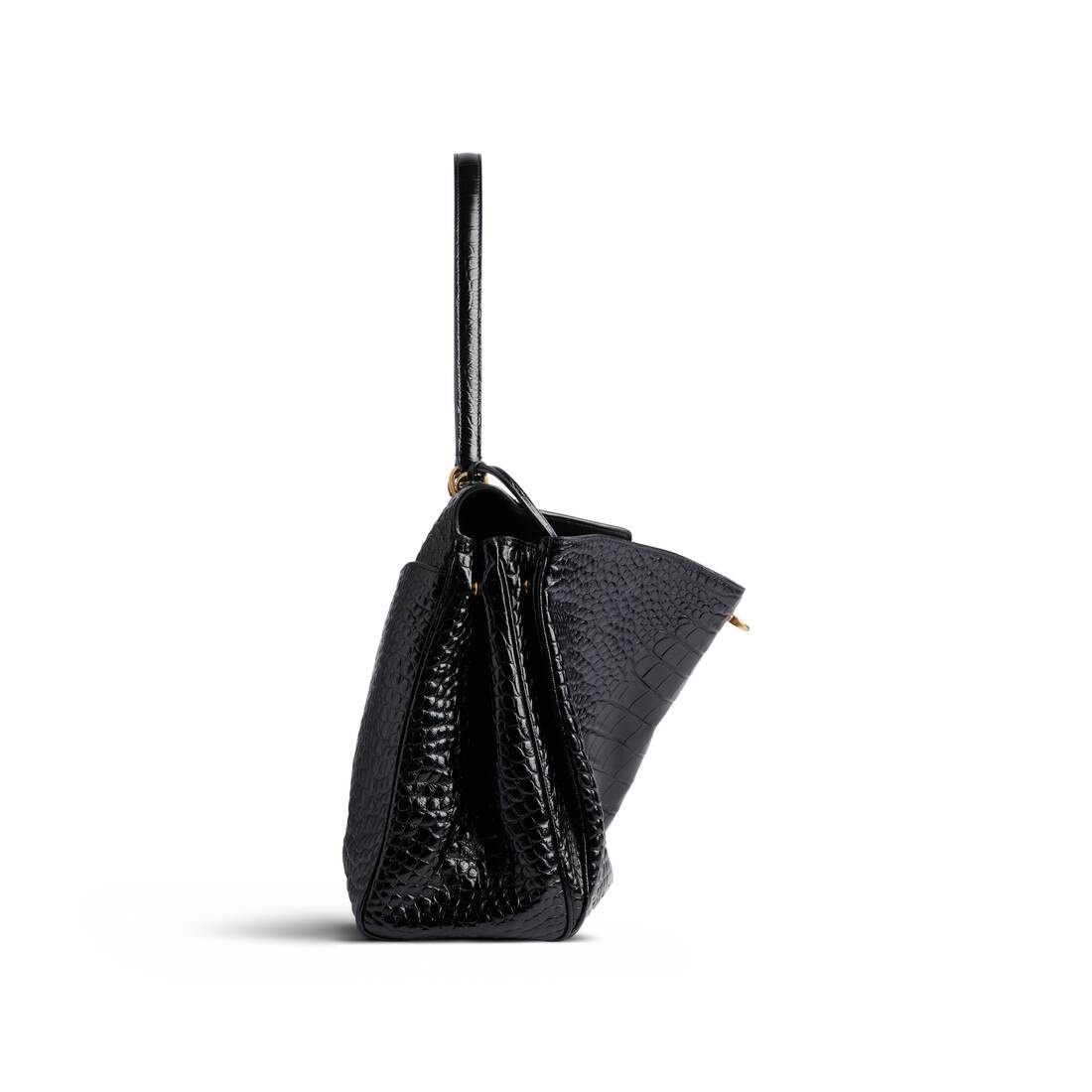 Women's Rodeo Large Handbag Crocodile Embossed  in Black - 3