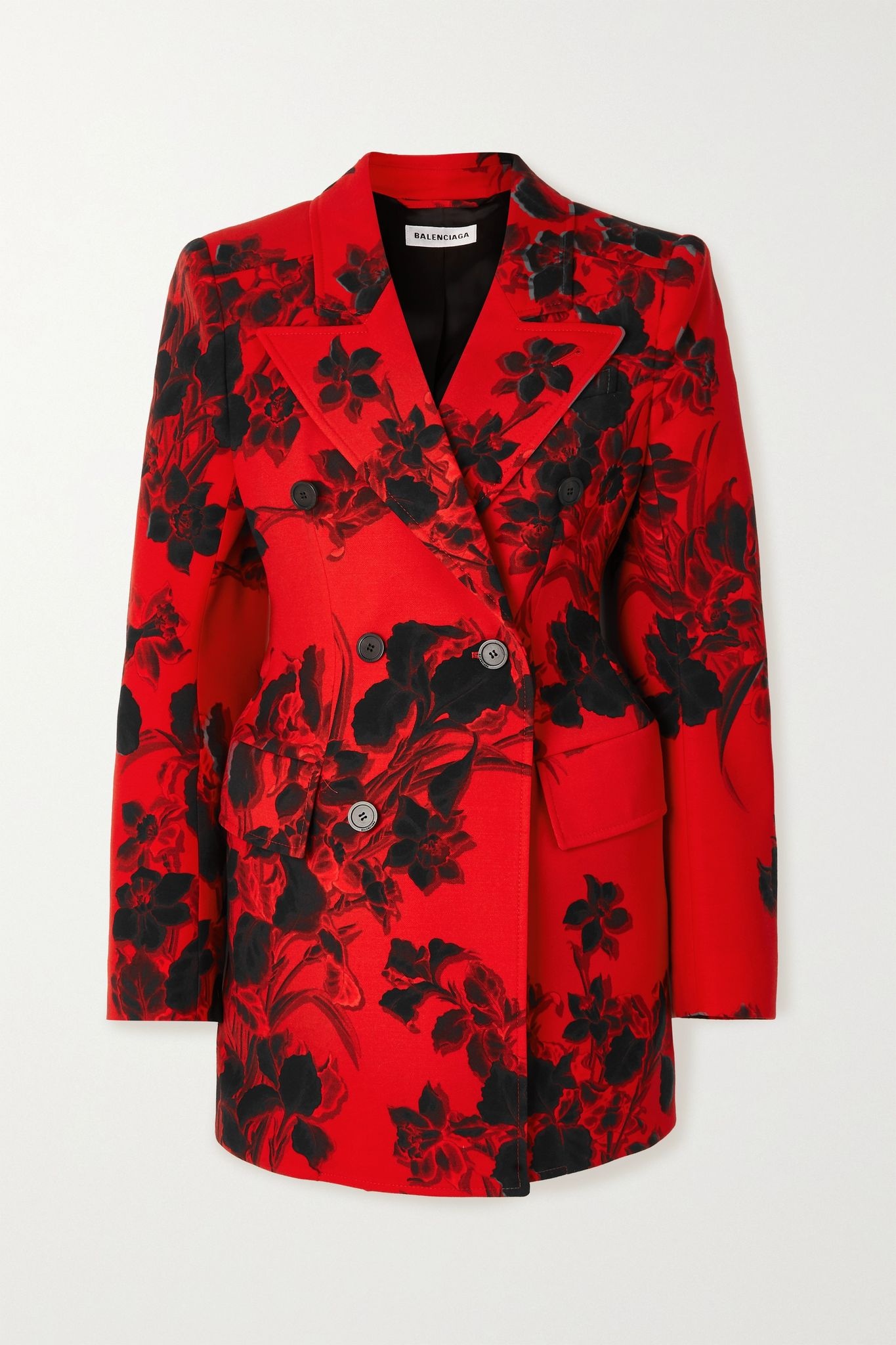 Hourglass floral-print wool-crepe blazer - 1