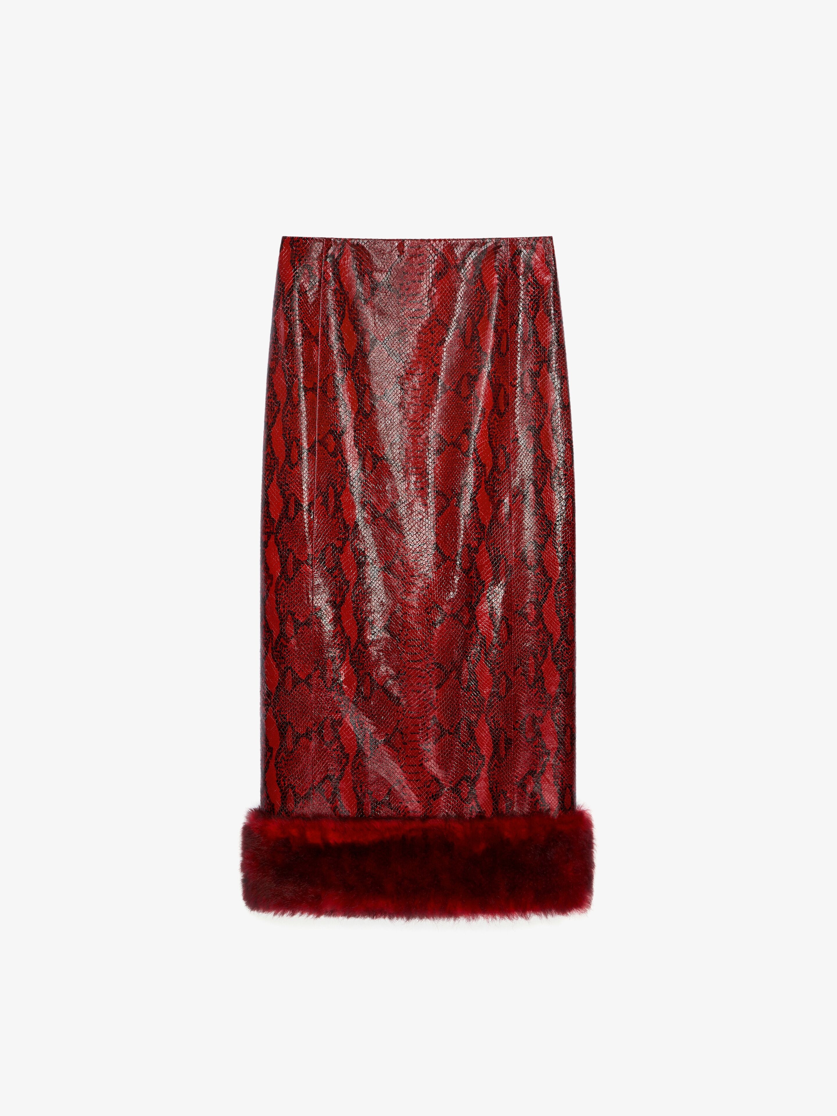 SKIRT IN PYTHON PRINT LEATHER AND FUR - 1