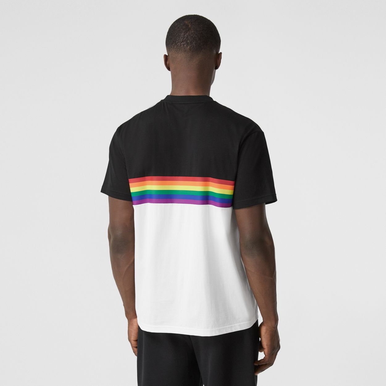 Rainbow Stripe Print Cotton T-shirt – Unisex - 4