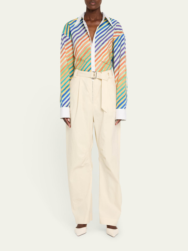 CHRISTOPHER JOHN ROGERS Striped Bias Button-Down Shirt outlook