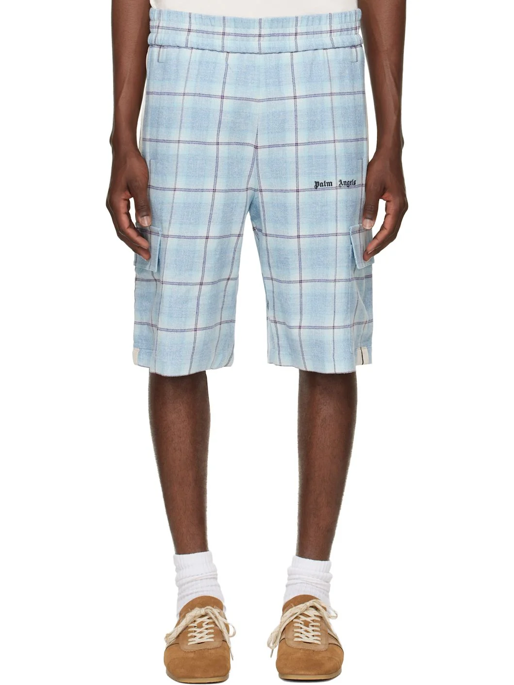 Blue Logo Check Cargo Shorts - 1