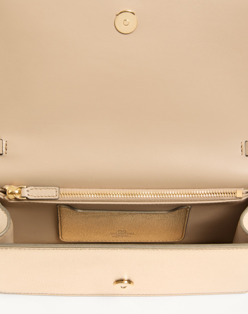 Valentino VLOGO SIGNATURE MINI SHOULDER BAG IN LAMINATED GRAINY CALFSKIN WITH JEWEL LOGO outlook