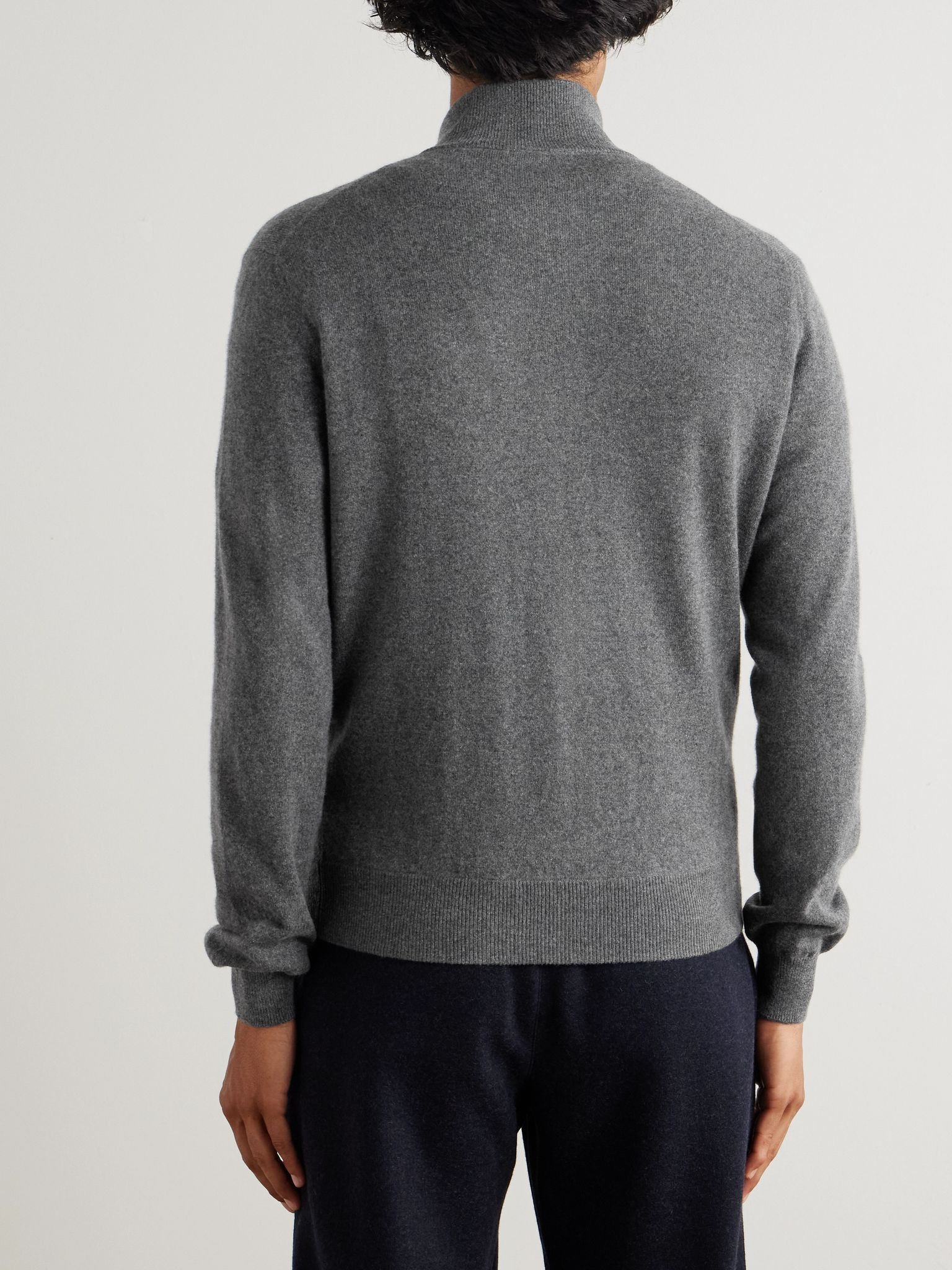 Cashmere Zip-Up Sweater Gray - 4