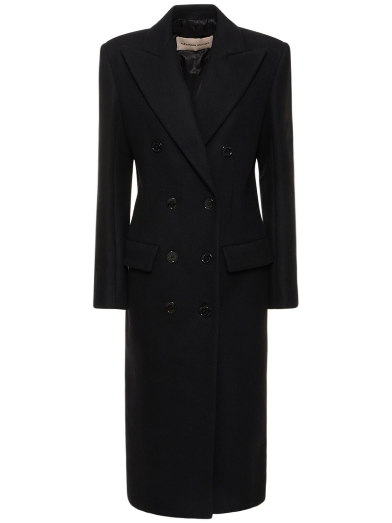 Double breasted wool blend long coat - 1