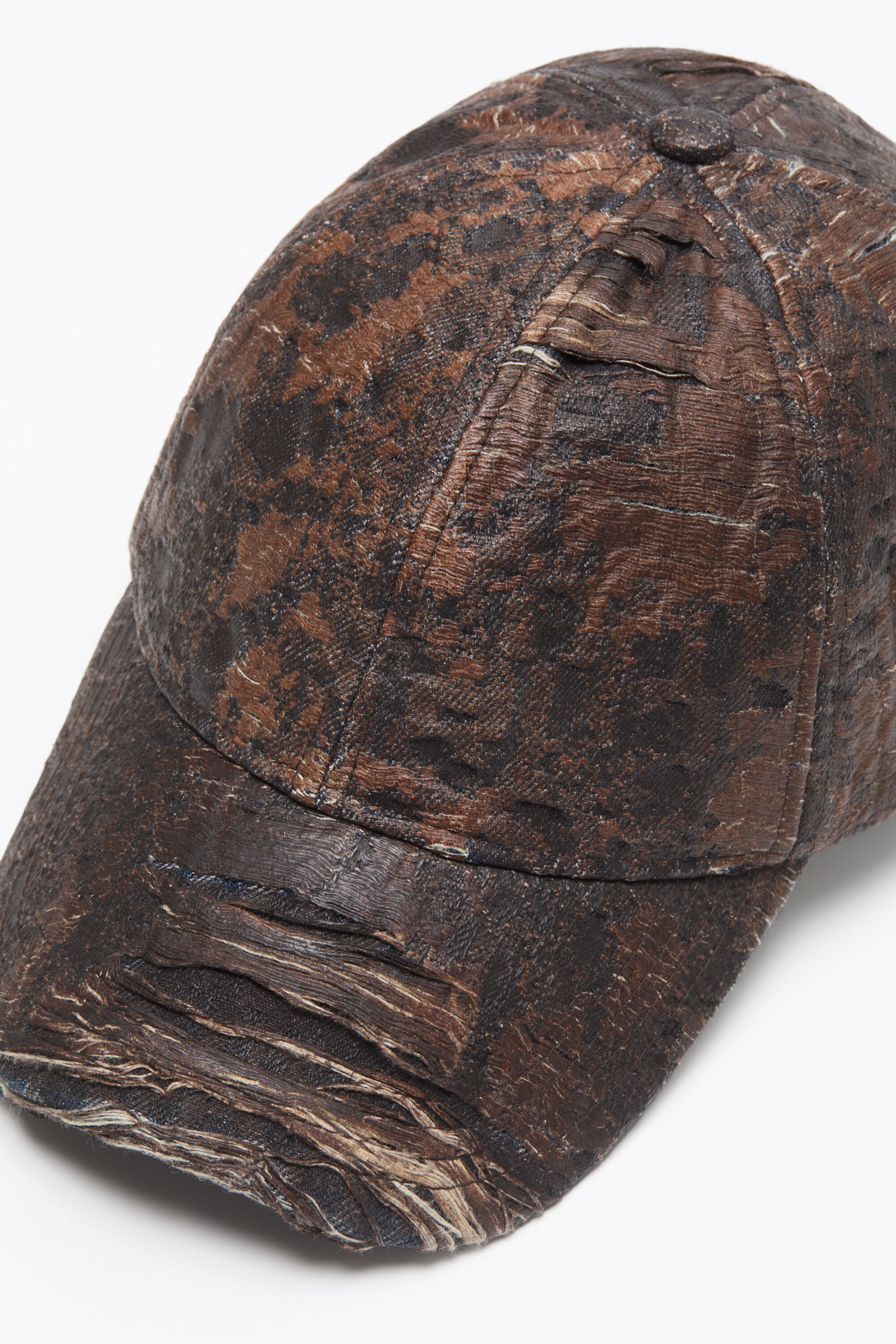 Distressed monogram cap - Brown - 3