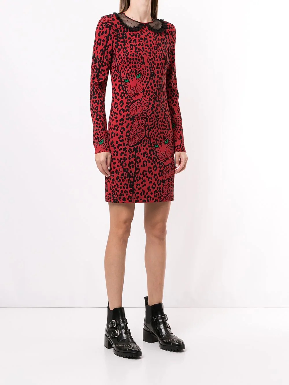 leopard pattern fitted dress - 3