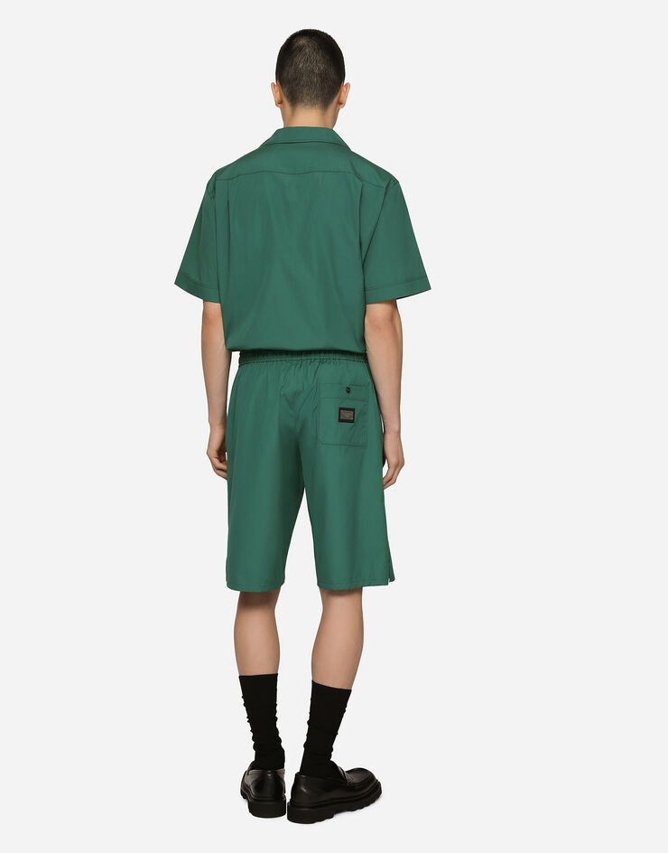 Cotton jogging shorts with logo tag - 3