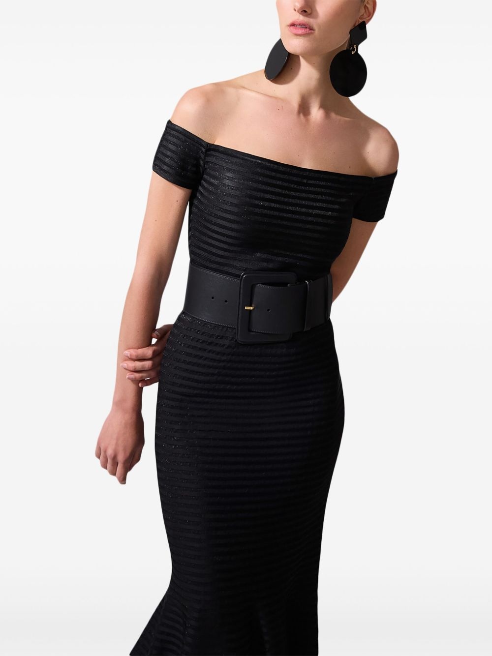 striped off-shoulder maxi dress - 4
