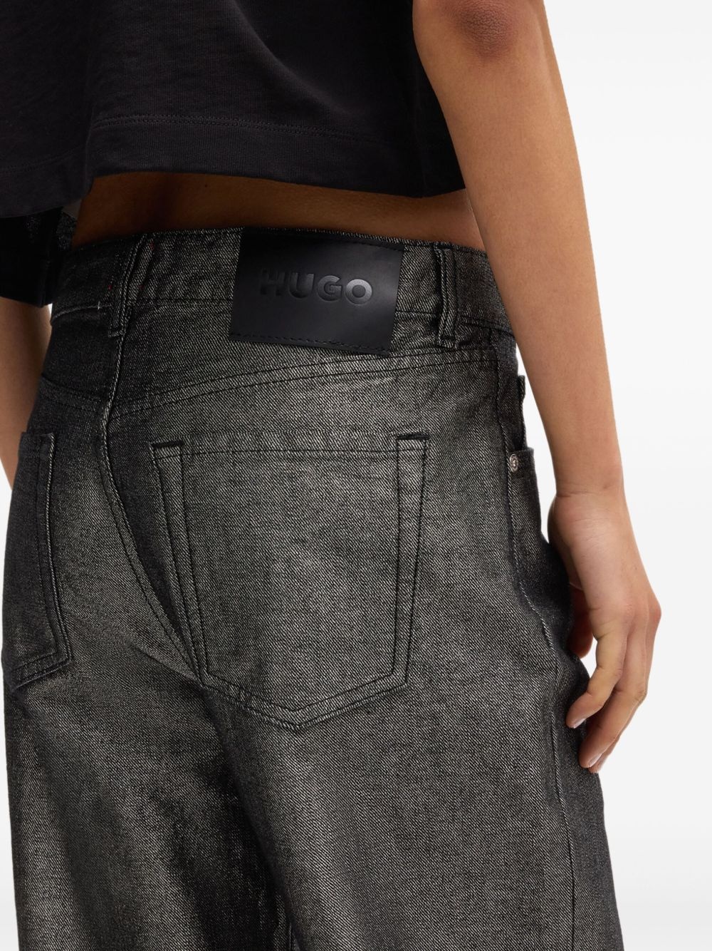 metallic hgh-waisted jeans - 5