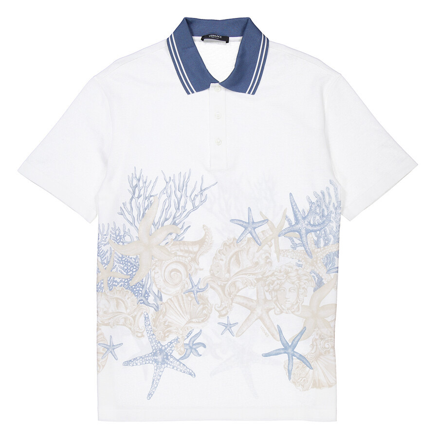 Versace Starfish Print Cotton Polo Shirt - 5