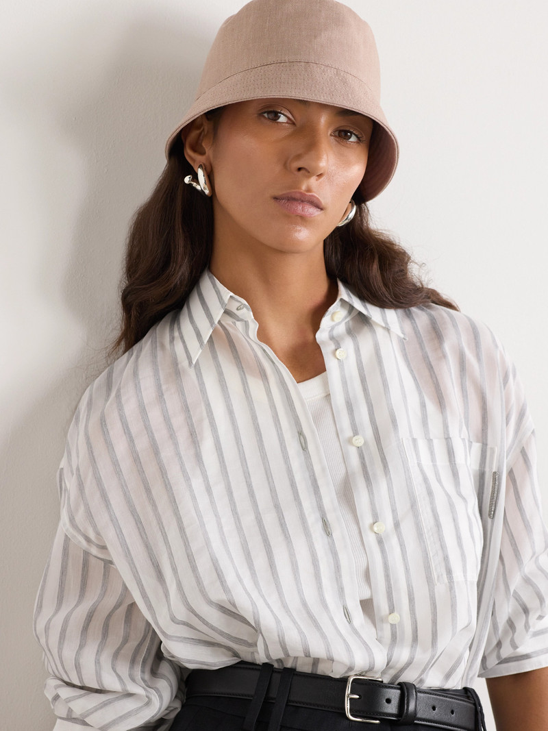 Brunello Cucinelli Embellished Linen And Wool-blend Bucket Hat outlook
