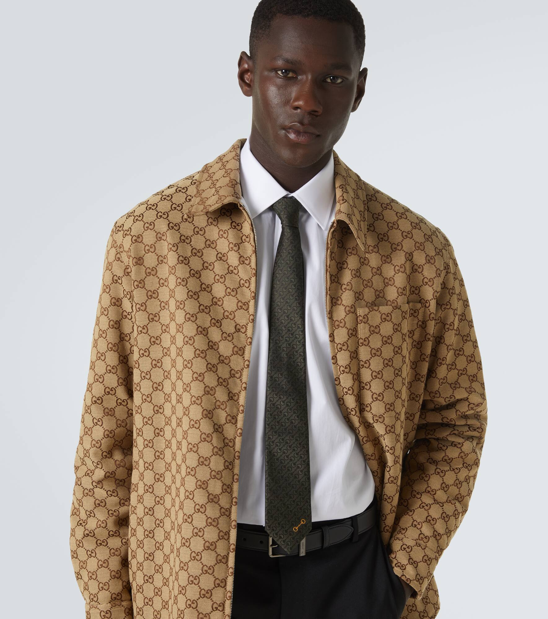 Horsebit embroidered silk jacquard tie - 3