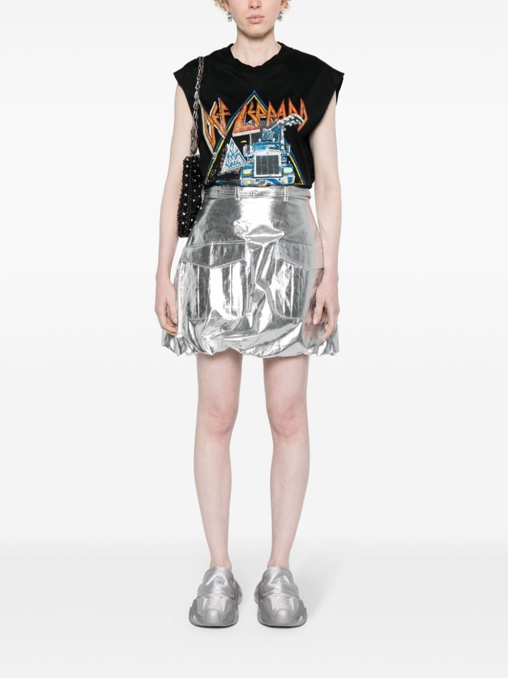 A-line metallic mini skirt - 2