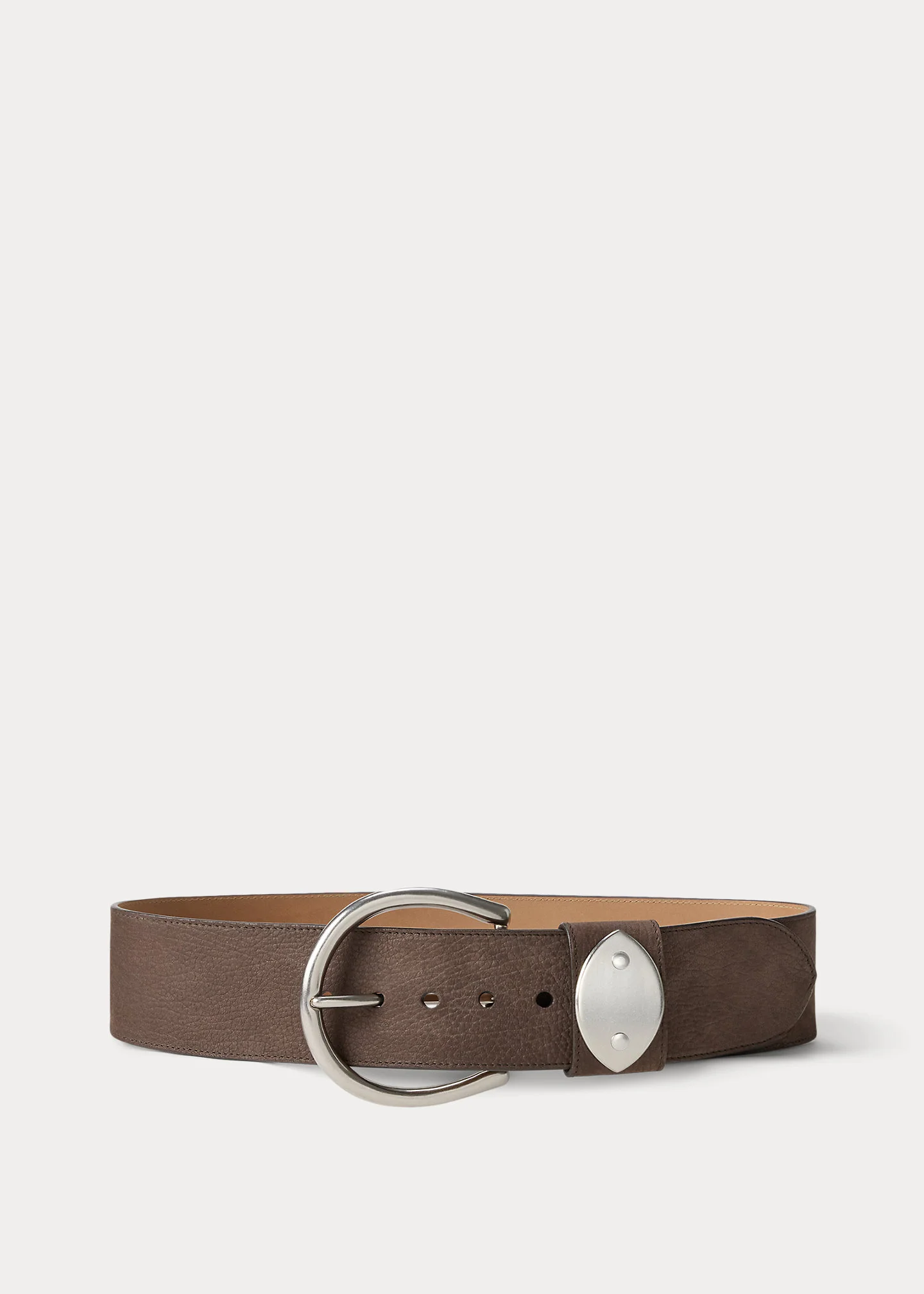 Nubuck Pebbled Leather Wide Belt - 1