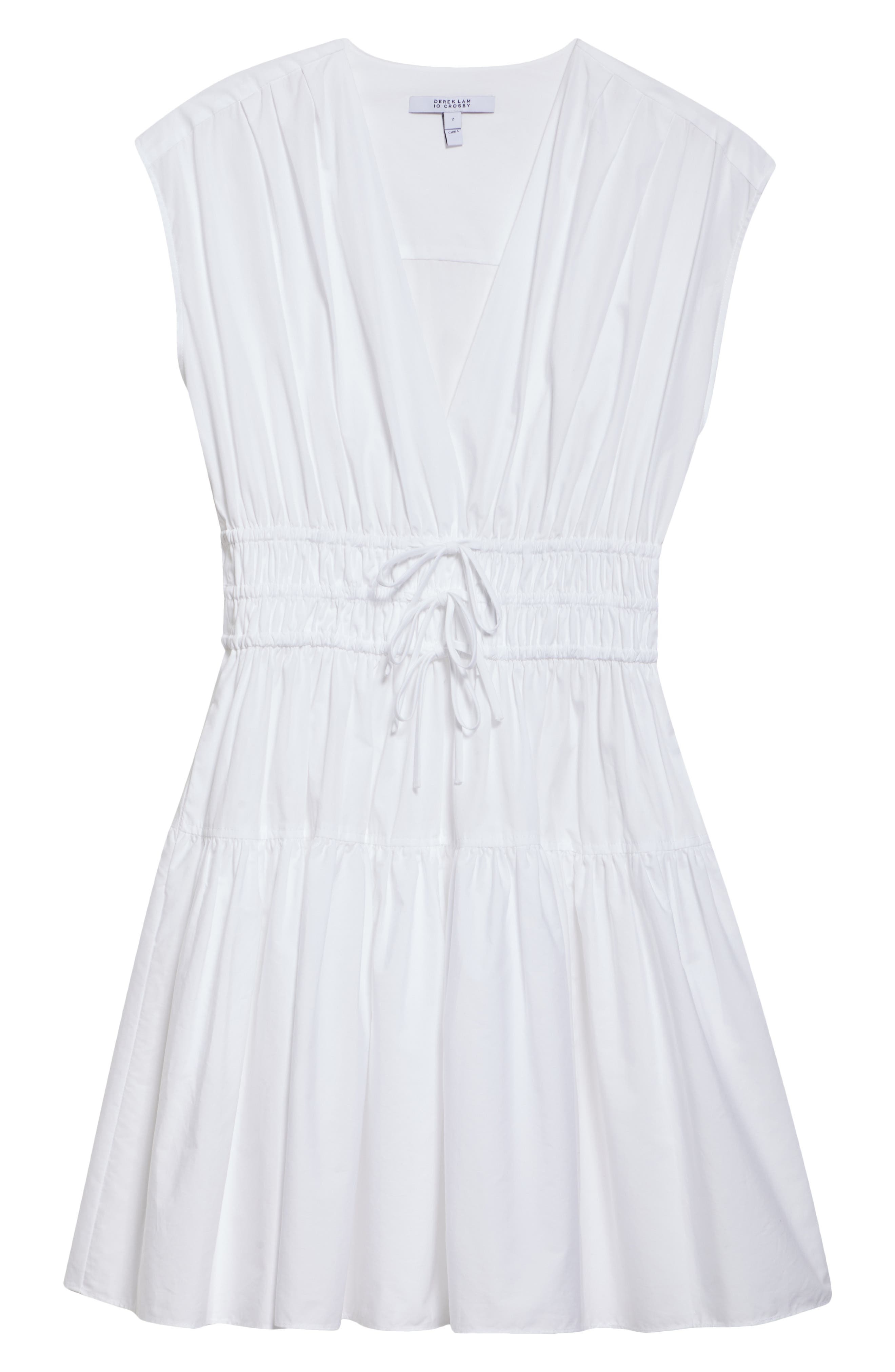 Derek Lam 10 Crosby Tora Shirred Waist Cotton Dress in White at Nordstrom - 5