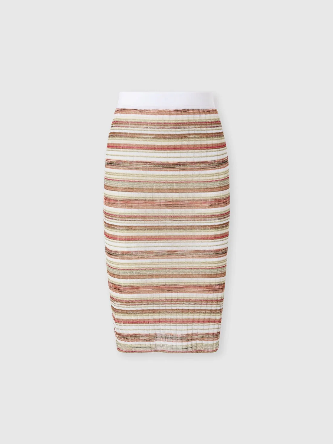 Ribbed striped viscose-blend midi skirt - 1
