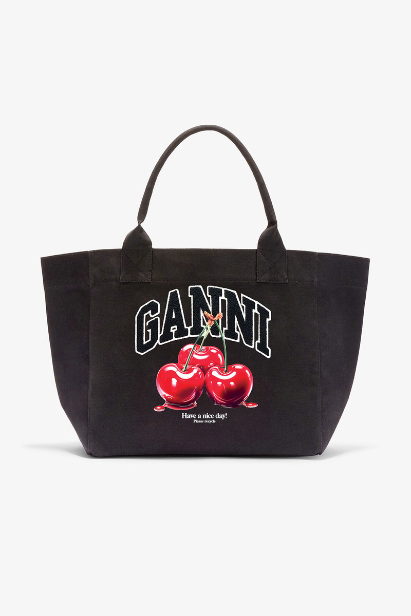 BLACK MEDIUM CHERRY TOTE 1
