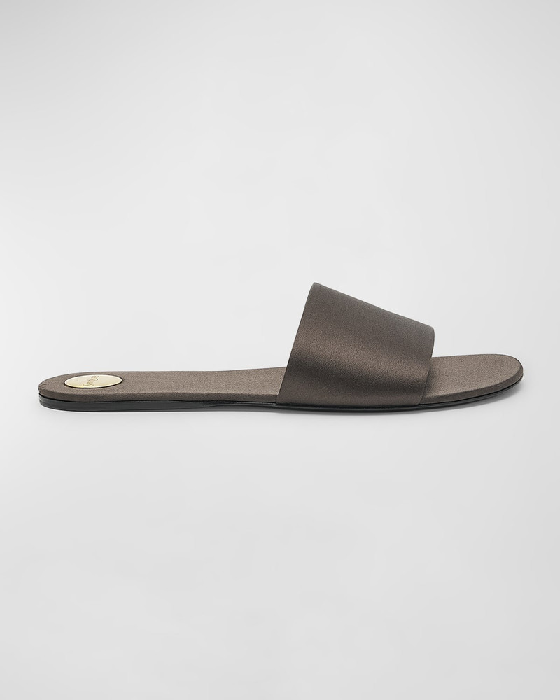 Carlyle Satin Flat Slide Sandals 1