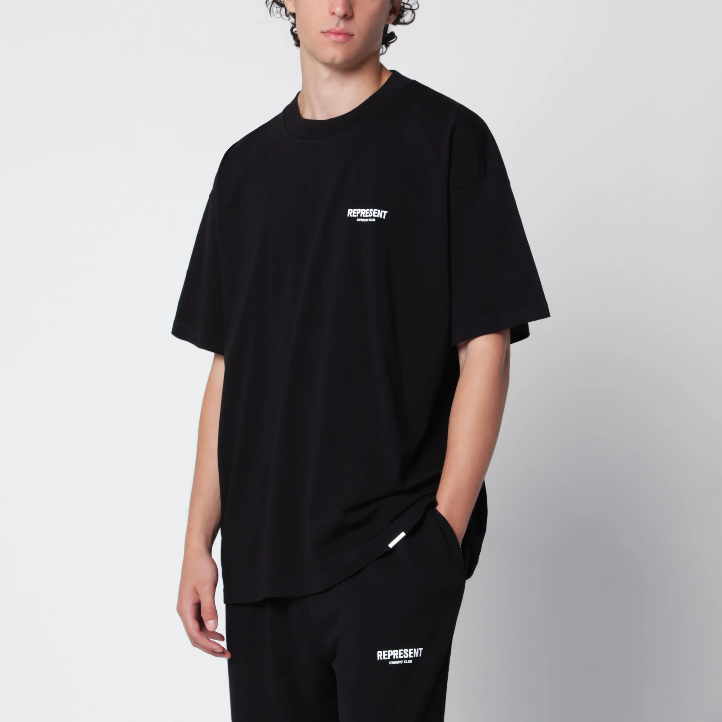 Black cotton T-shirt with logo - 1