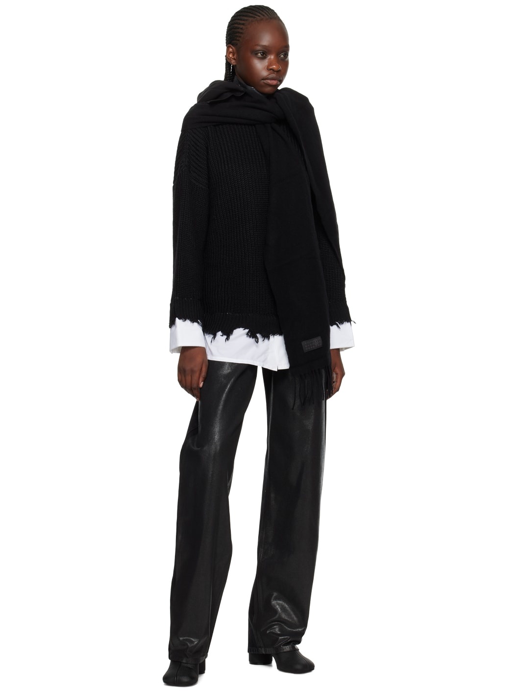 MM6 Maison Margiela: Black Hooded Scarf