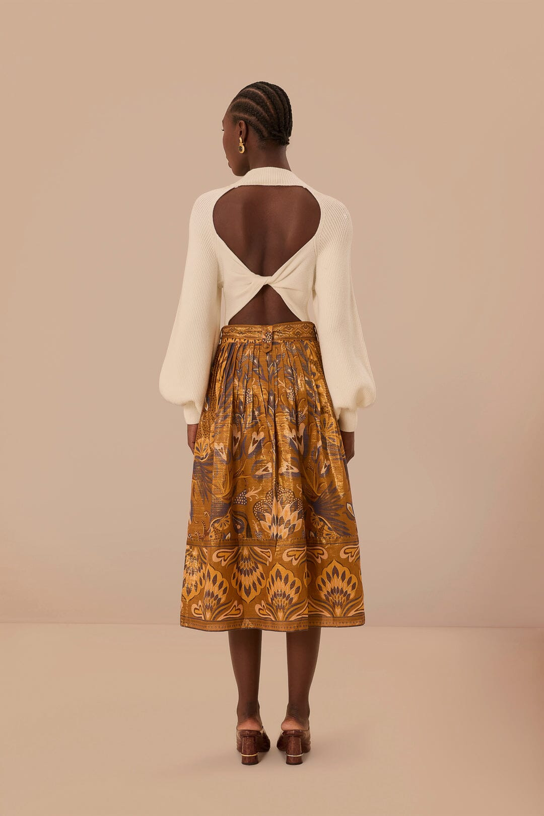 Gold Heart Forest Midi Skirt - 4