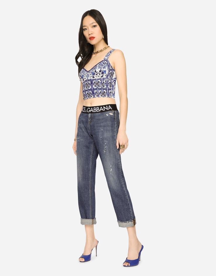 Jeans with branded elastic - 2