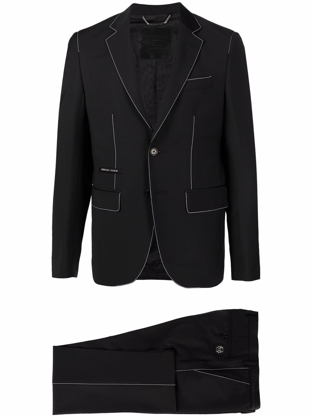 contrast-stitch single-breasted suit - 1