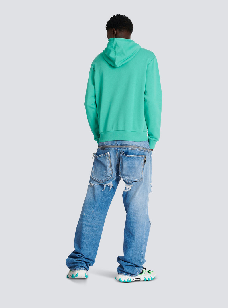 Cotton printed Balmain logo hoodie 4