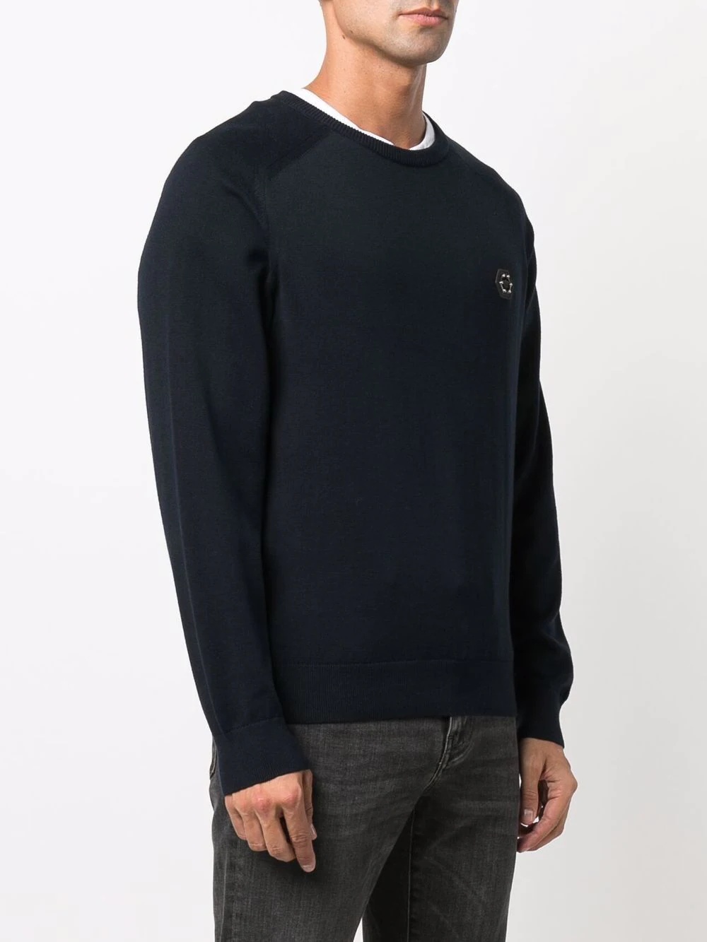 logo-patch crew neck jumper - 3